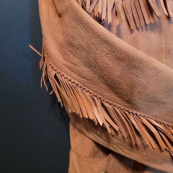 Vintage Fringe Leather Jacket Tregos Westwear 1950s MCM Size Small Flaws - Picture 9 of 10